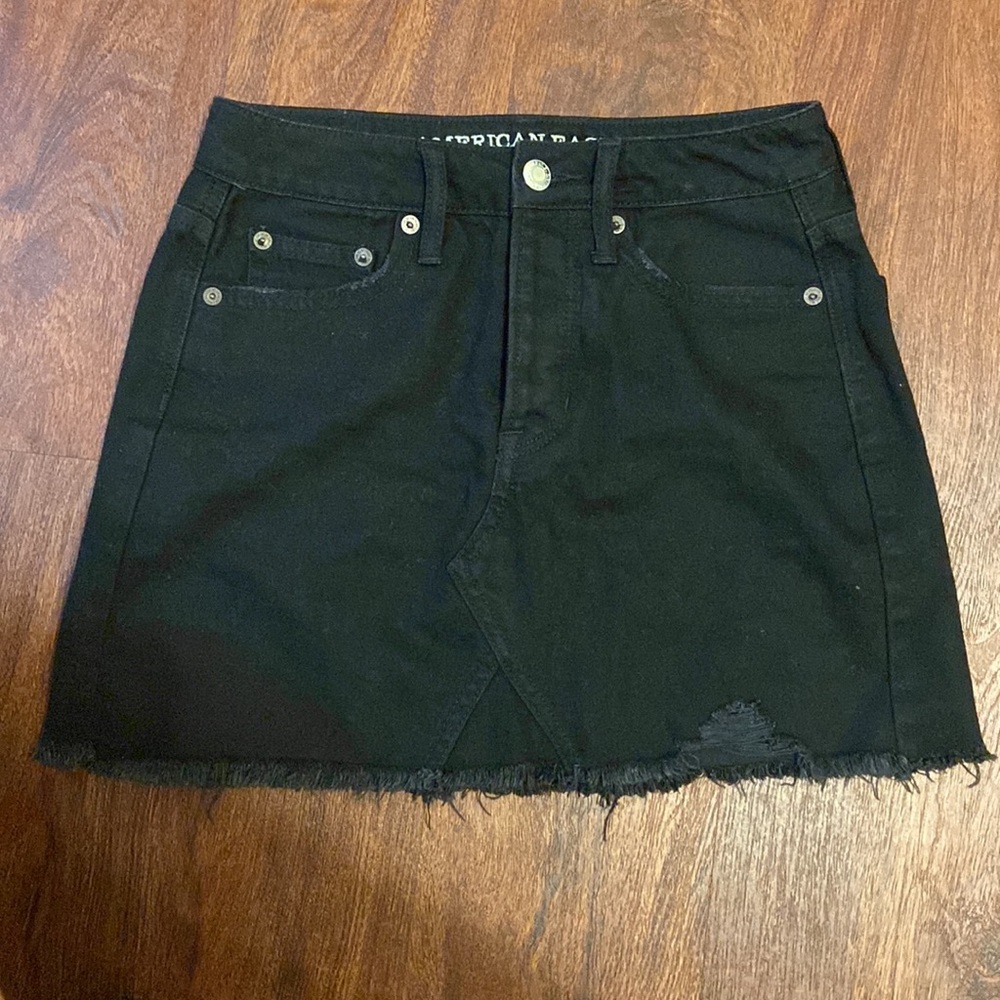 American Eagle black denim skirt mini size 00 new with tags NWT